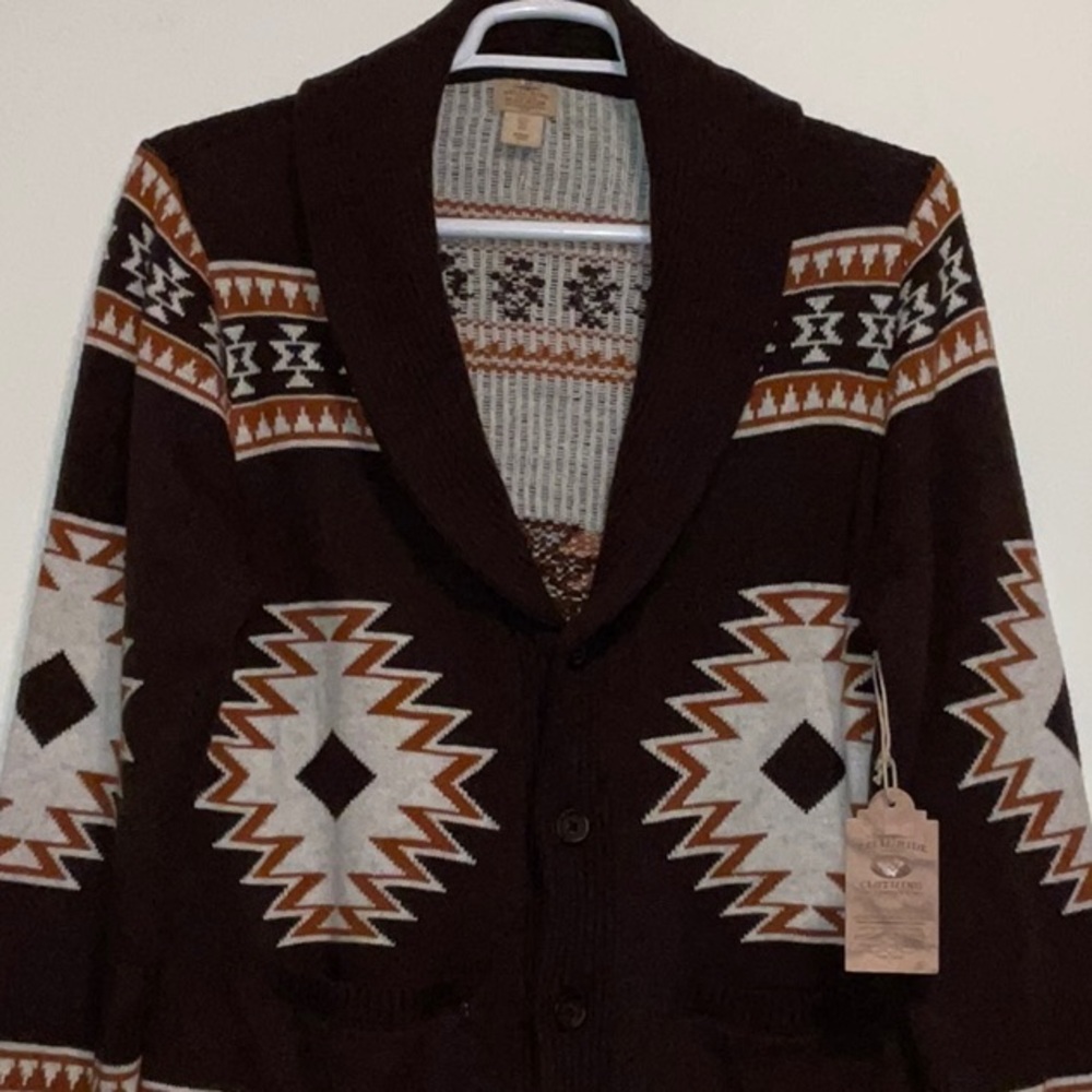 TELLURIDE CLOTHING COMPANY SHAWL CARDIGAN AZTEC NAVAJO WESTERN COTTON WOOL M NWT